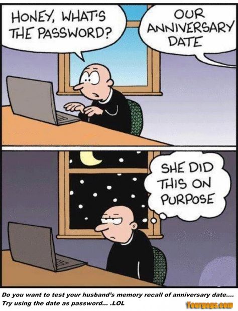 Comic Strip, Wedding Anniversary, A Man, Laptop, Humor, Humour