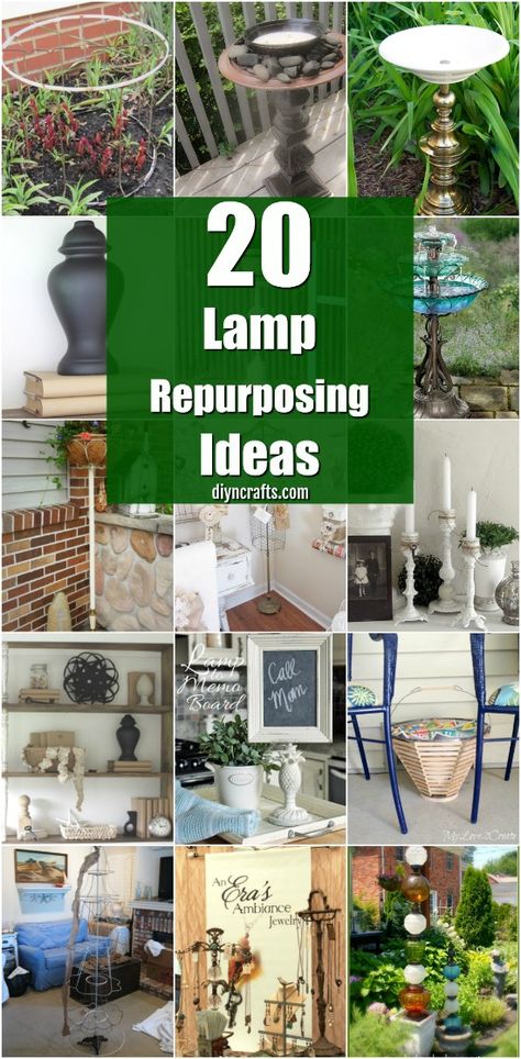 20 Fantastic Lamp Repurposing Ideas To Add Style To Your Home And Garden - Brilliant projects! via @vanessacrafting Lamp Repurpose, Upcycle Lamp, Lamp Shade Crafts, Recycled Lamp, Wooden Lamp Base, Diy Home Decor For Apartments, Old Lamp Shades, Amazing Christmas Trees, Repurposing Ideas