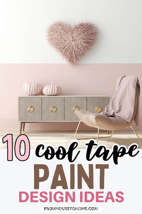 These DIY wall paint design ideas made with tape are an easy and inexpensive way to add an accent wall to your living room, bedroom or hallway home decor. The perfect way to update your interior design! | Painting Ideas For Walls Wall Paint Techniques Creative, Craft Room Accent Wall Ideas, Bedroom Wall Painting Ideas Creativity Design, Diy Wall Paint, Creative Accent Wall Ideas, Paint Design Ideas, Wall Painting Ideas Creative, Ideas For Walls, Girls Room Paint