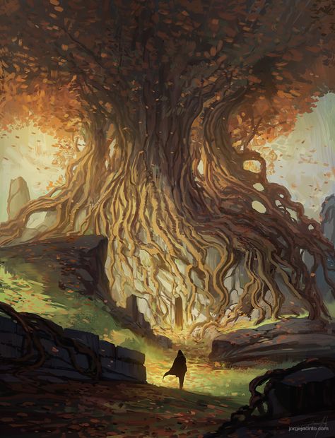 Fantasy Tree, Golden Tree, Giant Tree, Fantasy Background, Fantasy Magic, Tree Artwork, Ancient Tree, Fantasy City, Fantasy Castle