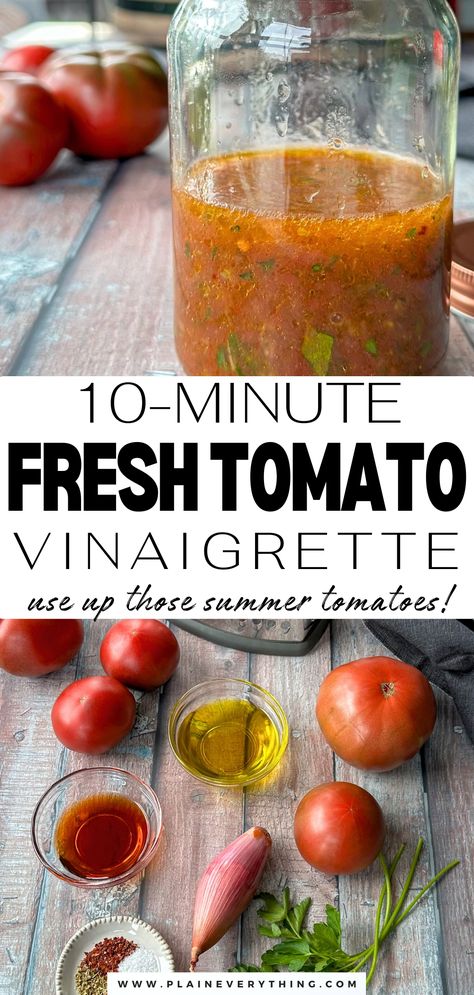 Easy Fresh Tomato Vinaigrette Recipe Roosters Red Rooster Salad Dressing, Tomato Vinaigrette Salad, Tangy Tomato Salad Dressing Outback, Fresh Garden Tomatoe Recipes, Tomato Dressing Recipes, Sweet Tomatoes Copycat Recipes, Tomato Vinaigrette Dressing, Kosher Rules, Tomato Salad Dressing