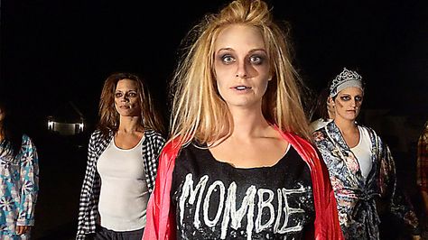 Look what they did to 'Thriller'! Zombie moms make hilarious parody Mom Zombie Costume, Thriller Video, Zombie Mom, Vintage Marquee Lights, Beach Mom, Parody Videos, Moms Night, Vintage Marquee, Zombie Costume