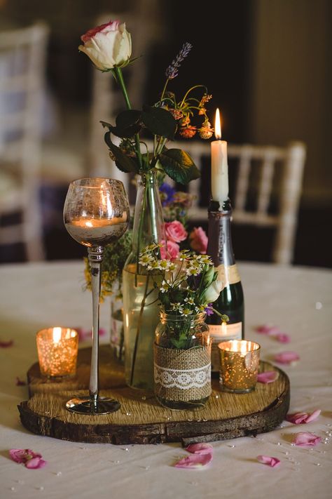 Alternative Wedding Centerpiece Ideas, Wedding Homemade Decorations, Rustic Bud Vases Wedding Centerpiece, German Wedding Decorations, Castle Wedding Centerpieces, Affordable Fairytale Wedding, Whimsical Wedding Centerpiece Diy, Ranch Wedding Centerpieces, Natural Wedding Table Decor