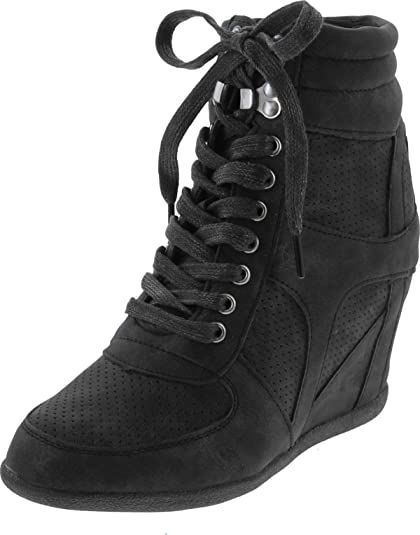 Static Footwear womens Dakota-08 Wedge Tennis Shoes, Womens Wedge Boots, Hidden Wedge Sneakers, Black Wedge Sneakers, White Canvas Shoes, Wedges Style, Black Wedge, Wedge Sneakers, Womens Wedges