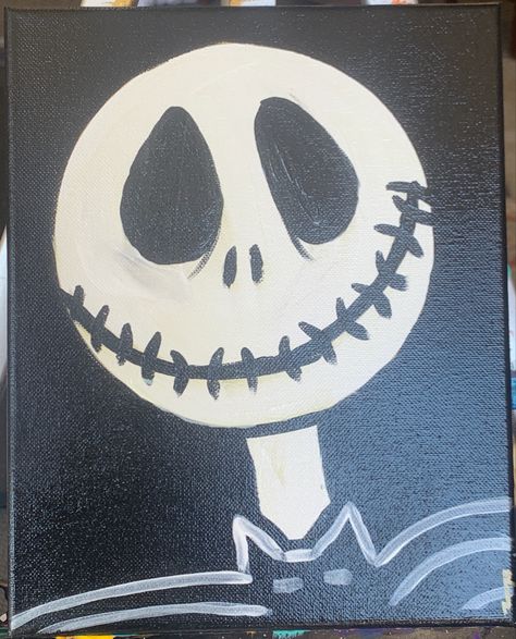 Painting Ideas On Canvas Jack Skeleton, Jack Skellington Canvas Painting, Easy Jack Skellington Painting, Sally Nightmare Before Christmas Painting, Easy Nightmare Before Christmas Painting, Dark Canvas Paintings Easy, Night Mare Before Christmas Paintings, Canvas Painting Ideas Black Background, Jack Skellington Pumpkin Painting