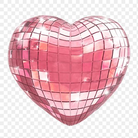 Disco Heart, Disco Ball Png, Pink Disco Ball, Y2k Stickers, Pink Disco, Sticker Design Inspiration, Png Aesthetic, Heart Png, Scrapbook Stickers Printable