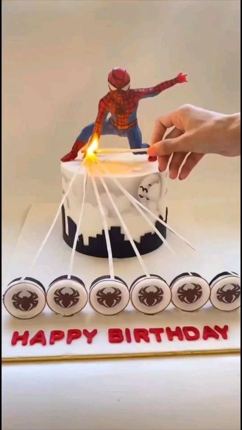 Marvel Birthday Cake, Spider Man Theme, Fire Cake, Rodjendanske Torte, Cake Designs For Kids, Spiderman Birthday Cake, Baby Boy Birthday Cake, Cake For Husband, Celebrate Birthday