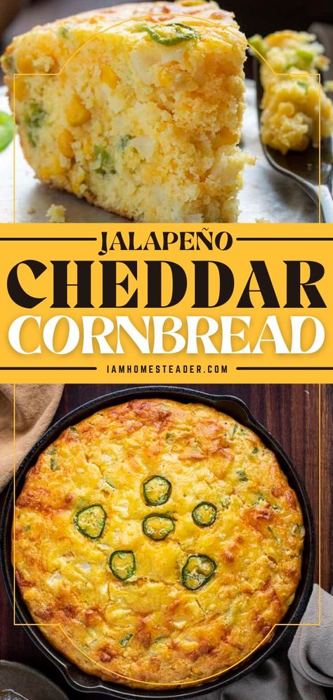 Germany Recipes, Comfort Snacks, Bahamas Recipes, Jalapeño Cheddar Cornbread, Savory Cornbread, Best Cornbread Recipe, Jalapeno Cheddar Cornbread, Cornbread Recipe Sweet, Cornbread Recipes