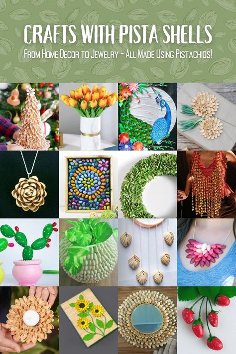 Don't toss those pistachio shells after snacking! From home décor to jewelry, you'll be amazed at these 20+ crafts with pista shells. Potato Stamps, How To Make Keychains, Pistachio Shell, Pista Shell Crafts, Pistachio Shells, Shells Diy, Paper Art Design, Shell Flowers, Awesome Crafts