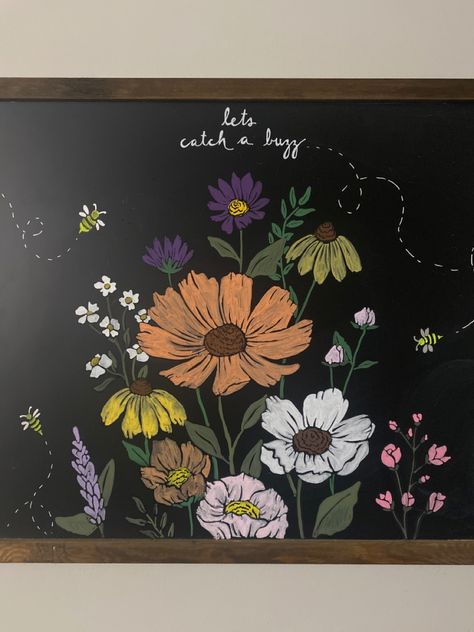 Chalkboard Art Ideas Aesthetic, Vintage Chalkboard Art, Large Chalkboard Art, Plants Chalkboard Art, Beautiful Chalkboard Art, Cute Blackboard Ideas, Aesthetic Chalkboard Ideas, Flower Chalkboard Art Easy, Animal Chalkboard Art