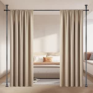 Curtain Room Divider Studio, Curtain Room Divider Ideas Bedrooms, Room Divider Curtain Ideas, Studio Room Divider Ideas, Floor To Ceiling Room Divider, Temporary Partition, Ceiling Room Divider, Room Separator Ideas, Room Divider Ideas Diy Cheap