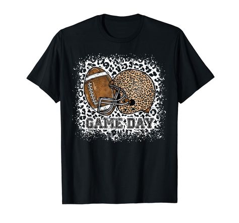 PRICES MAY VARY. Retro Vintage Bleached Leopard Game Day Vibes American Football Season for an american football fan, player or coach! This football tee for women girls kids is a perfect sports gift idea & present for game day, football season, Birthday, Christmas. This Leopard Print Game Day American Football is perfect gift for athletes, football lovers, fans, players, linemen, quarterbacks, coaches. Support your favorite team wearing this gridiron football apparel outfit clothes for men, wome Lions Football Shirts, Black And Gold Shirt, Football Apparel, Game Day Football, Sport Mom, Aunt Shirts, Football Tee, Football Lovers, Football Helmet