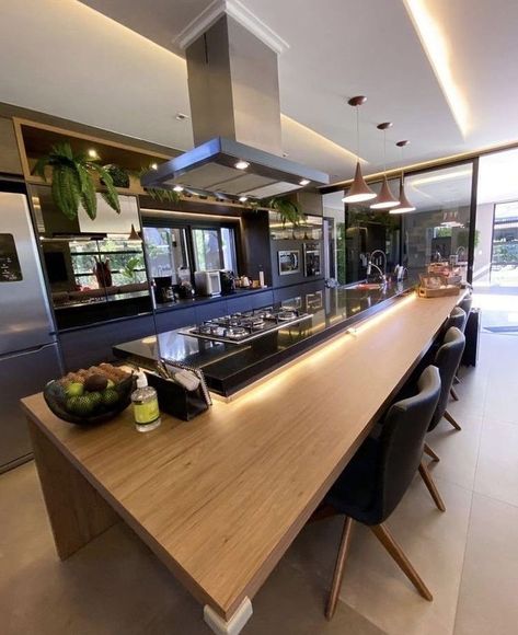 Modern Kitchen Island Design, Modern Kitchen Design Black, Modern Kitchen Design Luxury 2020, Modern Kitchen Island, Kitchen Interior Design Modern, Contemporary Kitchen Design, House Design Kitchen, Kitchen Island Design, White Modern Kitchen