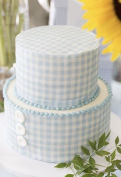 Blue Gingham 1st Birthday, Gingham Cake, Goose Cake, Desert Cups, Gingham Party, Oyster Roast, Rabbit Birthday, Smash Cakes, Baby Boy First Birthday