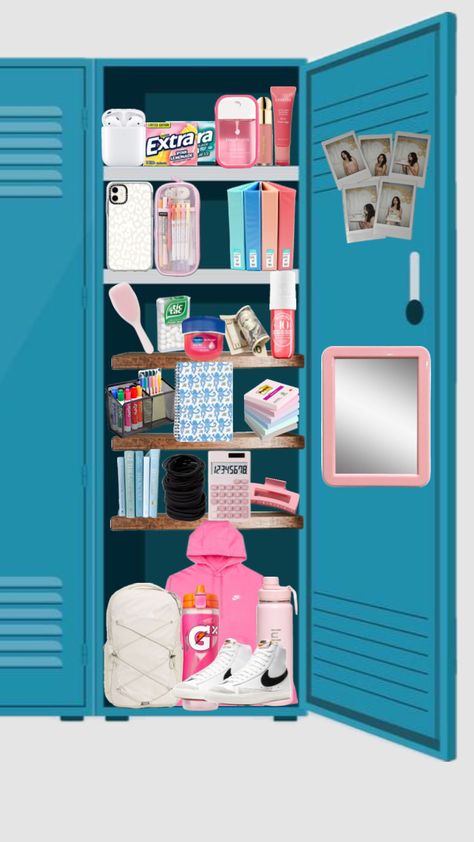 Locker Preppy Locker Ideas, Preppy Locker, Locker Essentials, Tips For 6th Grade, School Locker Organization, School Locker Decorations, Middle School Lockers, Small Lockers, Locker Ideas