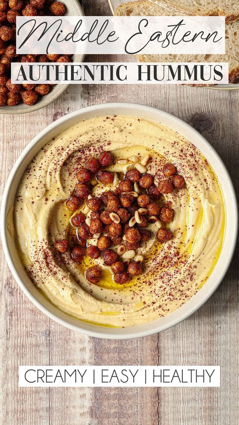 Easy Hummus Recipe Tahini Hummus Recipe, Hummus With Toppings, Authentic Hummus Recipe Middle East, Easy Hummus Recipe With Tahini, Warm Hummus Dip, Moroccan Hummus Recipe, Middle Eastern Hummus Recipe, Indian Hummus, Houmous Recipe