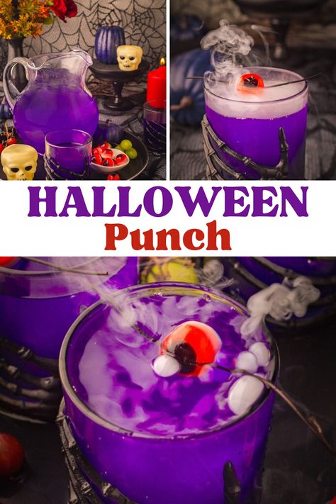 Halloween Punch – This purple spooky Halloween punch is the perfect addition to your Halloween festivities. With a strong grape flavor and spooky purple color, it makes the ultimate Halloween cocktail for your party guests! Easy Halloween drinks, Halloween cocktail recipes, Halloween drinks, spooky punch, Halloween punch recipe, witches brew punch, purple punch, purple cocktails, witches brew, grape punch, grape cocktails. Frogs Breath Punch, Big Batch Halloween Punch, Cheap Halloween Cocktails, Dry Ice Punch Halloween, Halloween Mix Drinks Alcohol, Cool Halloween Drinks, Best Alcoholic Punch For A Party, Halloween Themed Alcoholic Punch, Halloween Liquor Punch