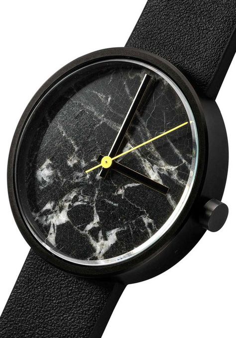 AARK Collective Marble Nero Black Italian Leather | Watches.com Mens Watches Minimalist, Unique Clocks, Ladies Watches, Modern Watches, G Shock Watches, Girls Watches, Clock Design, Leather Buckle, Brushed Stainless Steel