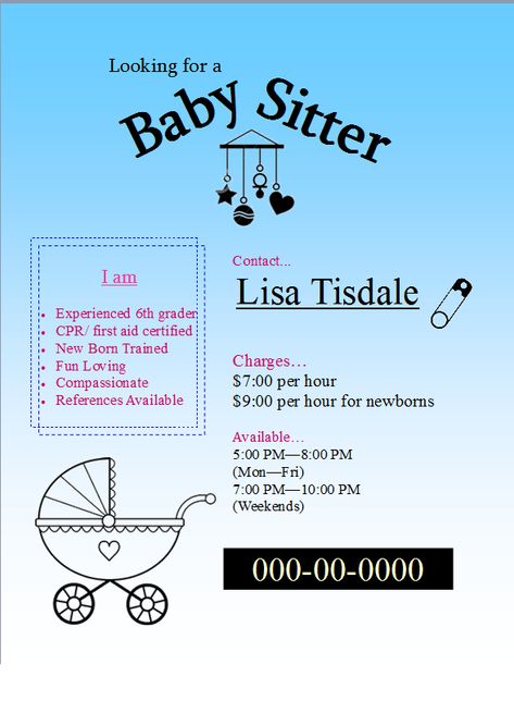 Babysitting Profile, Babysitter Flyer Ideas, Babysitting Club, Babysitter Ideas, Babysitter Printable, Babysitting Tips, Babysitting Business, Babysitting Hacks, Babysitting Flyers