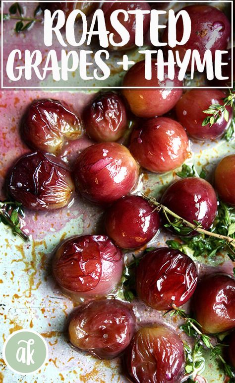 Thyme-roasted grapes with homemade ricotta and grilled bread — always a crowd pleaser. #appetizer #newyearseve #grapes #ricotta Roasted Grapes, Fresh Ricotta, Thyme Salt, Homemade Ricotta, Grape Recipes, Grilled Bread, Crowd Pleaser, Fruit Recipes, Flavorful Recipes