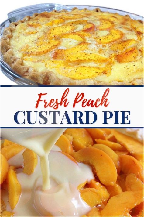 Peach Custard Pie, Peaches Baked, Peach Custard Pies, Peach Custard, Fresh Peach Pie, Custard Pie Recipe, Peach Pie Recipes, Peach Dessert Recipes, Peach Desserts