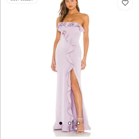 Luna Gown in Lilac NBD Sorority Formal Dress Long, Fun Prom Dresses, Prom 23, Satin Ruffle Dress, Prom Dress Inspo, Social Calendar, Lavender Dresses, Prom Ideas, School Dance