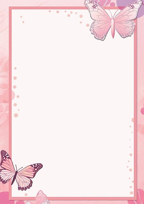 Pink Abstract Illustration Butterfly Page Border Background Background Image For Ppt, Background Images For Poster, Background For Portfolio, Pink Colour Wallpaper, Pink Frame Background, Printable Frames And Borders, Pink Border Frame, Journaling Backgrounds, Pink Paper Background