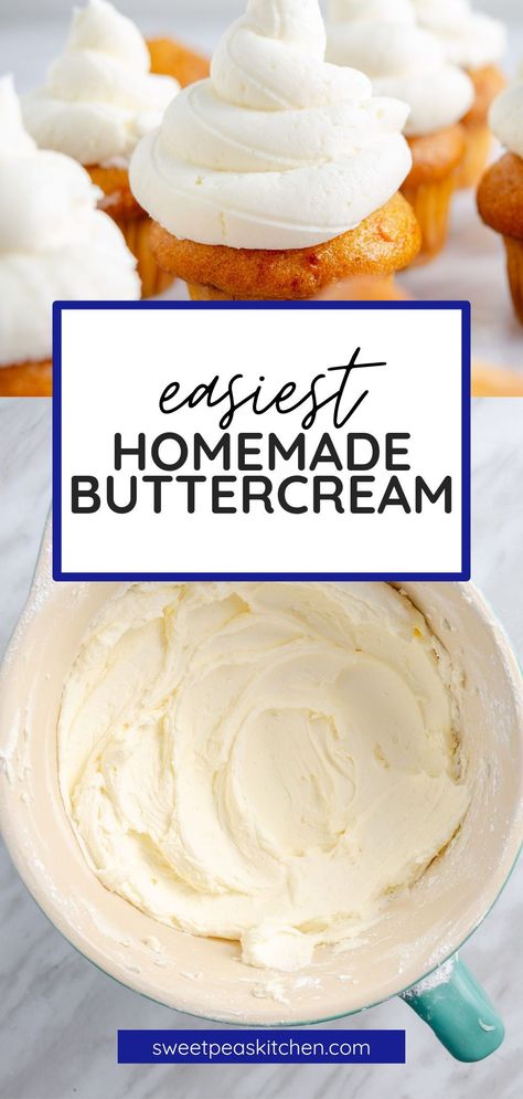 One of the most popular types of frosting is Buttercream Frosting - here is how to make it! How To Make Your Own Frosting, Butter Icing Recipe Simple, Easy Homemade Buttercream Frosting, Easy Buttercream Recipe, How To Make Butter Cream Icing, How To Make Homemade Icing, How To Make Cake Frosting, Thick Icing Recipe, How To Make Buttercream Frosting