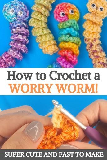 Easy Crochet Worry Worm, How To Make Worry Worms, How To Make A Worry Worm, How To Crochet Worry Worms, Free Worry Worm Crochet Pattern, Worry Worm Pattern Free, Knitted Worry Worm Pattern, Crochet Worry Worms Free Pattern, Super Quick Crochet Gifts