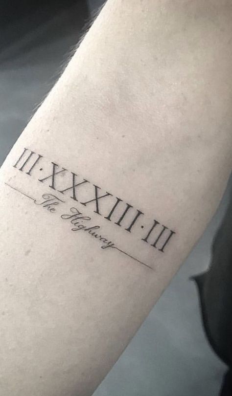 Roman Writing Tattoo, Family Name Tattoos For Men, Name Tattoos For Men Arm, Roman Letters Tattoo, Name Tattoo For Men, Memorial Tattoos For Men, Roman Numeral Tattoo Men, Roman Numeral Tattoo With Name, Name Tattoos For Men