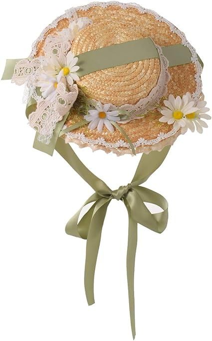 Amazon.com: COSDREAMER Girls Women Tea Party Sun Hat Lace Ribbons Straw Hats (Light green) : Clothing, Shoes & Jewelry Women Tea Party, Hat With Ribbon, Tea Hats, Green Clothing, Straw Hats, Green Ribbon, Lace Ribbon, Ladies Party, Sun Hat