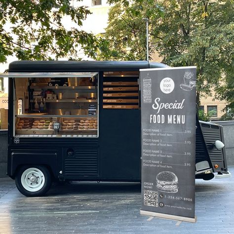 Modern Food Truck Design, Fast Food Cart Design, Food Truck Design Exterior Modern, Food Truck Menu Display Ideas, Food Truck Menu Board Ideas, Food Truck Cafe, Lemonade Stand Ideas Business, Sandwich Packaging Ideas, Food Trucks Ideas