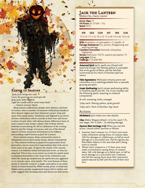 Halloween Dnd, Dnd Stats, Halloween Creatures, Dnd World Map, Dungeon Master's Guide, Dnd Races, Dungeons And Dragons 5e, Dnd 5e Homebrew, D D Monsters