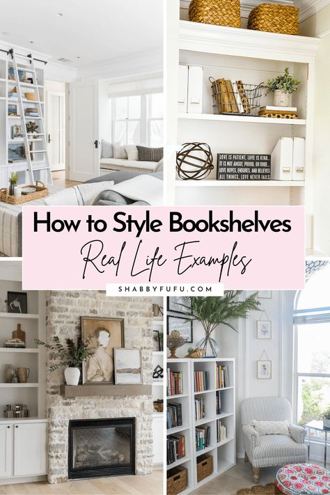 Bookshelves Styling, Bookshelf Decorating Ideas, How To Decorate A Bookshelf, Style Bookshelves, Aesthetic Bookshelf, Styling Bookshelves, Southern Decor, Decorating Bookshelves, Bookshelves In Living Room