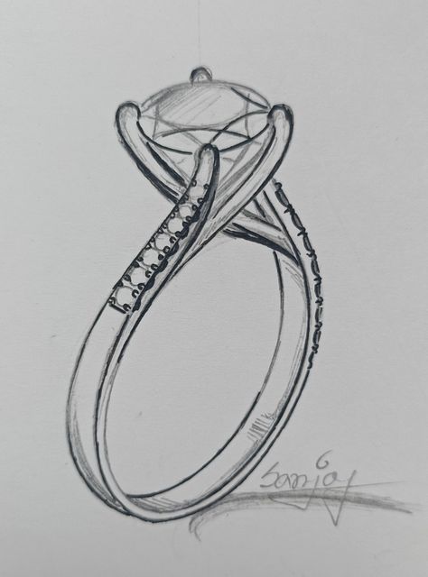 Ring On Hand Drawing, How To Draw A Diamond Ring, Jewelry Design Sketch Drawings, Jewellery Art Drawing, Jewellery Drawing Sketches, Rings Drawing Sketches, Diamond Ring Sketch, How To Draw Jewelry, Jewellery Sketches Jewelry Drawing