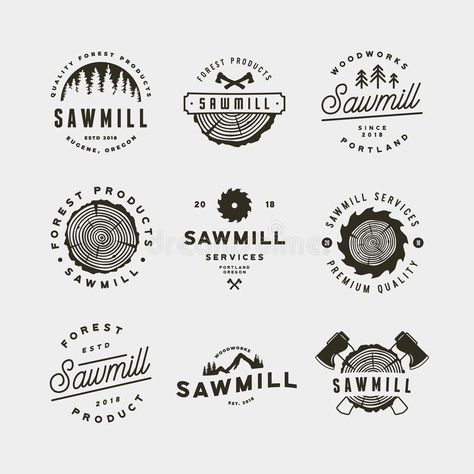 Logging Logo Design, Outdoor Symbols, Sawmill Logo, Wood Logo Design, Badges Design, Saw Mill, Logos Retro, Wood Logo, Woodworking Logo