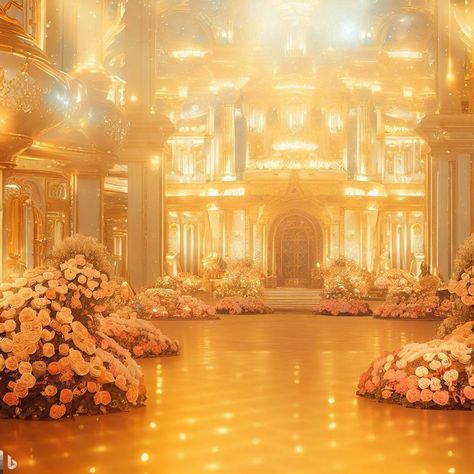 Gold Kingdom Aesthetic, Golden Palace Fantasy Art, Golden Palace Aesthetic, Golden Kingdom Aesthetic, Sun Kingdom Aesthetic, Sun Castle, Sun Kingdom, Golden Kingdom, Sun Palace