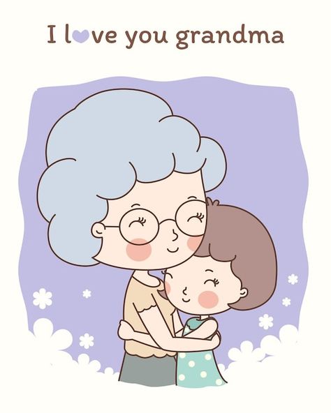 Grandma Drawing Easy, Grandma Cartoon Drawing, Drawings For Grandma, Cute Grandma Drawing, Cute Grandma Cartoon, Drawing For Grandma, Grandma Drawing, Grandma And Granddaughter, Easy People Drawings