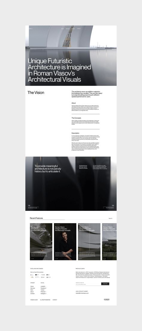 Roman Vlasov - Architecture Studio | Images :: Behance Scandinavian Web Design, Scandinavian Website Design, Minimalism Web Design, Text Layout Design, Architect Website Design, Black Website Design, Roman Vlasov, Architecture Websites, Corporate Web Design