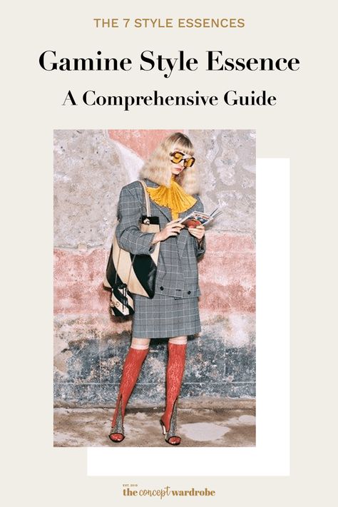 Gamine Style Essence: A Comprehensive Guide Natural Gamine Essence, Natural Essence Outfits, Natural Gamine Style, Elegant Dirtbag, Flamboyant Gamine Outfits, Dirtbag Aesthetic, Gamine Essence, The Concept Wardrobe, Gamine Outfits