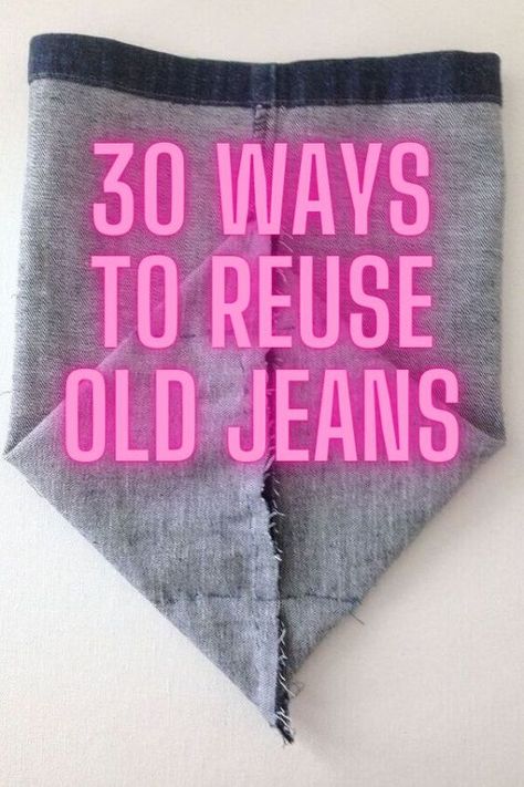 30 ways to repurpose your old jeans. Easy quick crafts repurposed old jeans. Easy Quick Crafts, Recycle Jeans Projects, Old Jeans Projects, Jean Crafts Ideas, Repurpose Jeans, Old Jeans Diy, Denim Recycling, Reuse Old Jeans, Diy Jeans Crafts