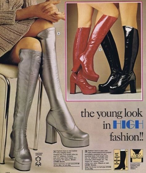 60s Heels Vintage, Moda Disco, 70s Boots, 70s Mode, 1970s Shoes, 70s Shoes, Mode Shoes, Disco Fashion, Estilo Hippy