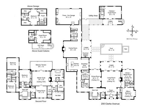 That would be perfect for our family!!! Mansion Floor Plan, Vintage House Plans, Design Building, Site Plans, Storey Homes, Family Plan, New Home Builders, House Drawing, Palm Beach Fl