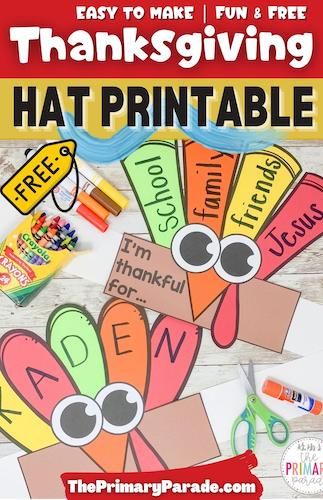 free turkey hat craft for thanksgiving Thankful Crafts Preschool, Turkey Hat Craft, Preschool Name Crafts, Thankful Crafts, Thankful Activities, Thanksgiving Activities Preschool, December Ideas, Thanksgiving Hat, Thanksgiving Kindergarten