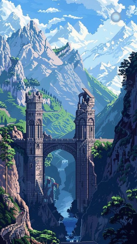 do you like this post Pixel Art Landscape, Vw Art, Cool Pixel Art, Landscape Concept, Art Gallery Wallpaper, Pixel Art Design, Fantasy City, Graphic Wallpaper, Cool Wallpapers Art