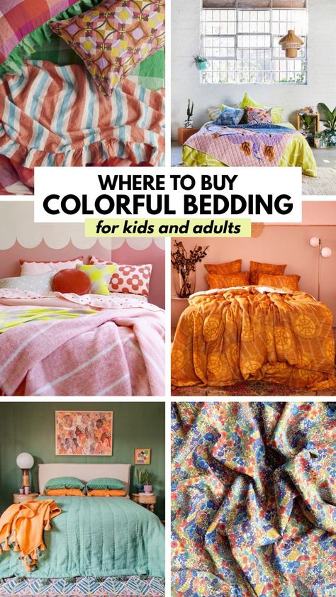 Kids Neutral Bedding, Bright Duvet Covers, Funky Bedding Sets, Master Bedrooms Decor Cozy Colorful, Colorful Layered Bedding, Girls Bedding Sets Twin, Fun Comforter Sets, Colorful Comforter Sets, Bold Bedding Ideas