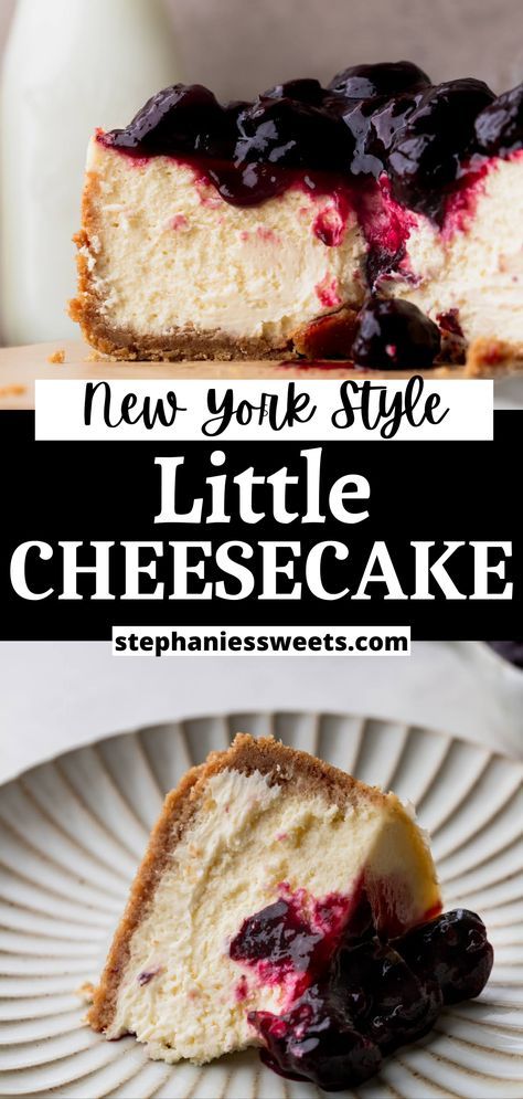 This small 6 inch New York style cheesecake is the perfect size when you need a small cheesecake. It is a creamy cheesecake topped with cherry topping. Cheesecake In A Pie Plate, Small New York Cheesecake Recipes, 4 Inch Springform Pan Recipes, 6” Cheesecake, Small Cheesecake Recipes, Small Cheesecake Recipe 6 Inch, 7 Inch Cheesecake Recipe, 4 Inch Cheesecake Recipes, Mini New York Cheesecake