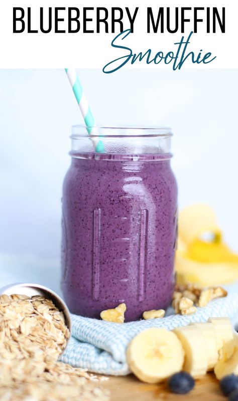 This easy, healthy Blueberry Muffin Smoothie blends to a beautiful shade of purple and makes kids and adults alike happy. It's also packed to the brim with gluten-free, dairy-free nutrition! #smoothierecipes #blueberrysmoothies #easysmoothies #healthysmoothies #dairyfree #glutenfree #easybreakfast #tastyrecipes Blueberry Muffin Smoothie, Bullet Recipes, Freezer Smoothie Packs, Recipe Keeper, Freezer Smoothies, Smoothie Flavors, Thriving Home, Healthy Blueberry Muffins, Clean Breakfast