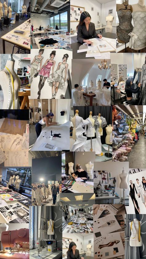 Fashion Designer Collage, Study Fashion Aesthetic, Fashion Designer Atelier, Fashion Director Aesthetic, Fashion Studio Aesthetic, Fashion Design Student Aesthetic, Fashion Intern Aesthetic, Clothing Business Aesthetic, Fashion Stylist Aesthetic