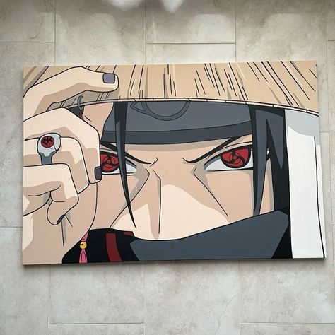 Small Anime Paintings, Itachi Glass Painting, Anime Canvas Painting, Naruto Painting, Star Wars Painting, Anime Painting, Large Canvas Painting, Best Anime Drawings, Anime Drawing Books